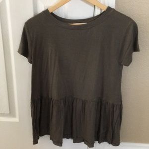 Urban Outfitters Olive Green Peplum Top